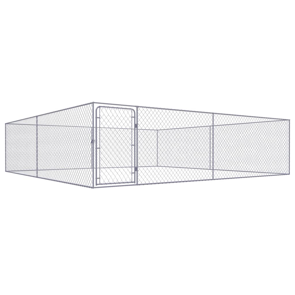 NNEVL Outdoor Dog Kennel Galvanised Steel 4x4x1 m-0