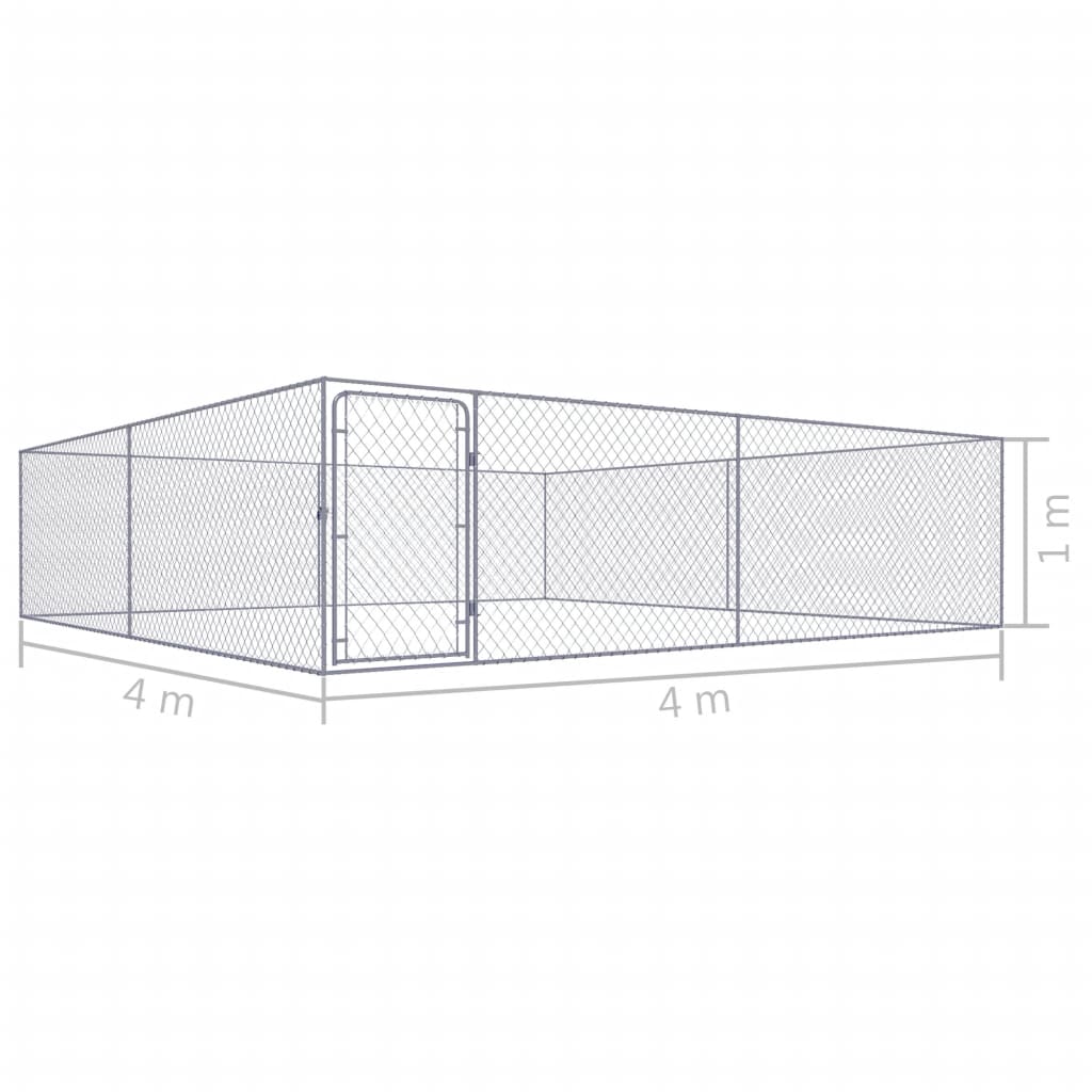 NNEVL Outdoor Dog Kennel Galvanised Steel 4x4x1 m-4
