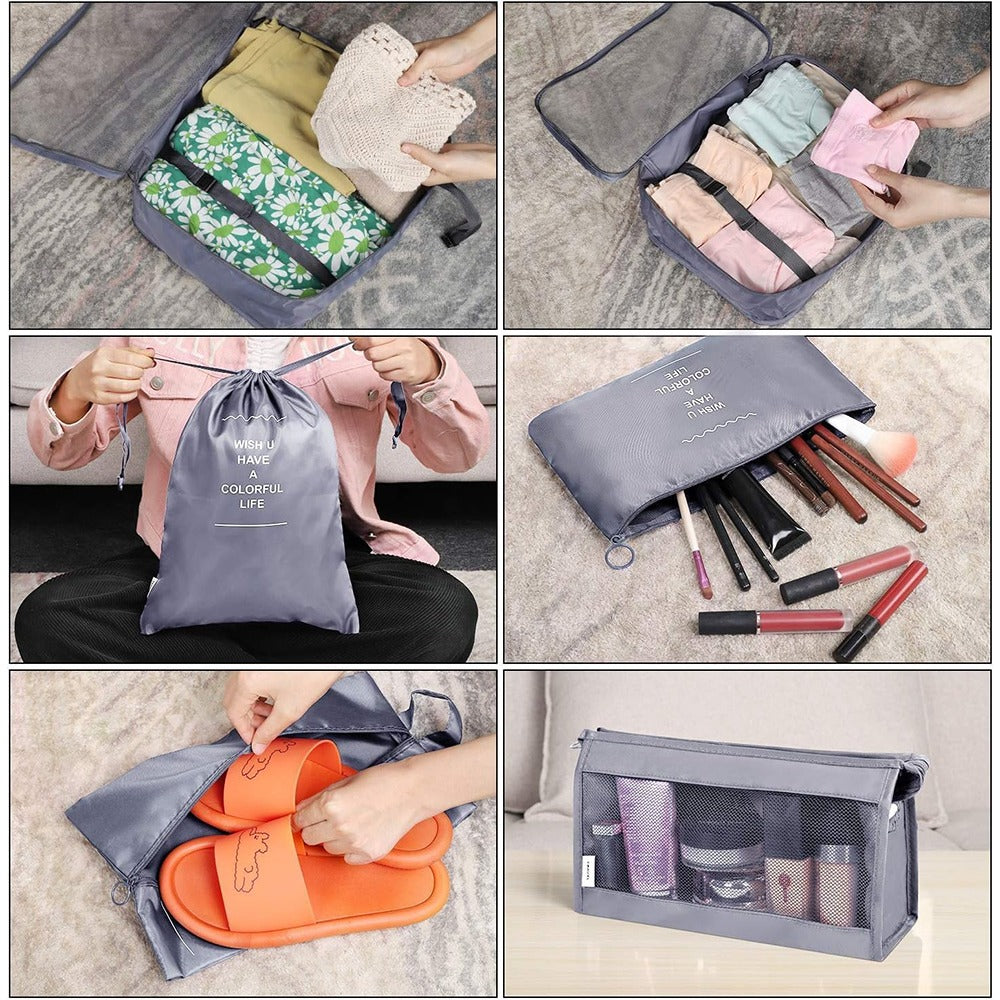 Csomagrendező készlet, 8 darabos, szürke